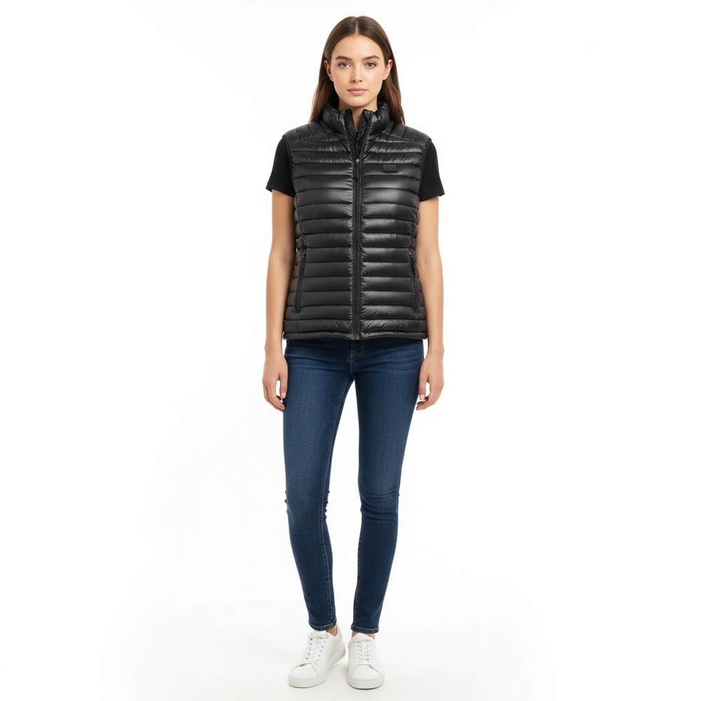 Abercrombie & Fitch Black Quilted Sleeveless Zip Puffer Vest Jacket Coat Size L